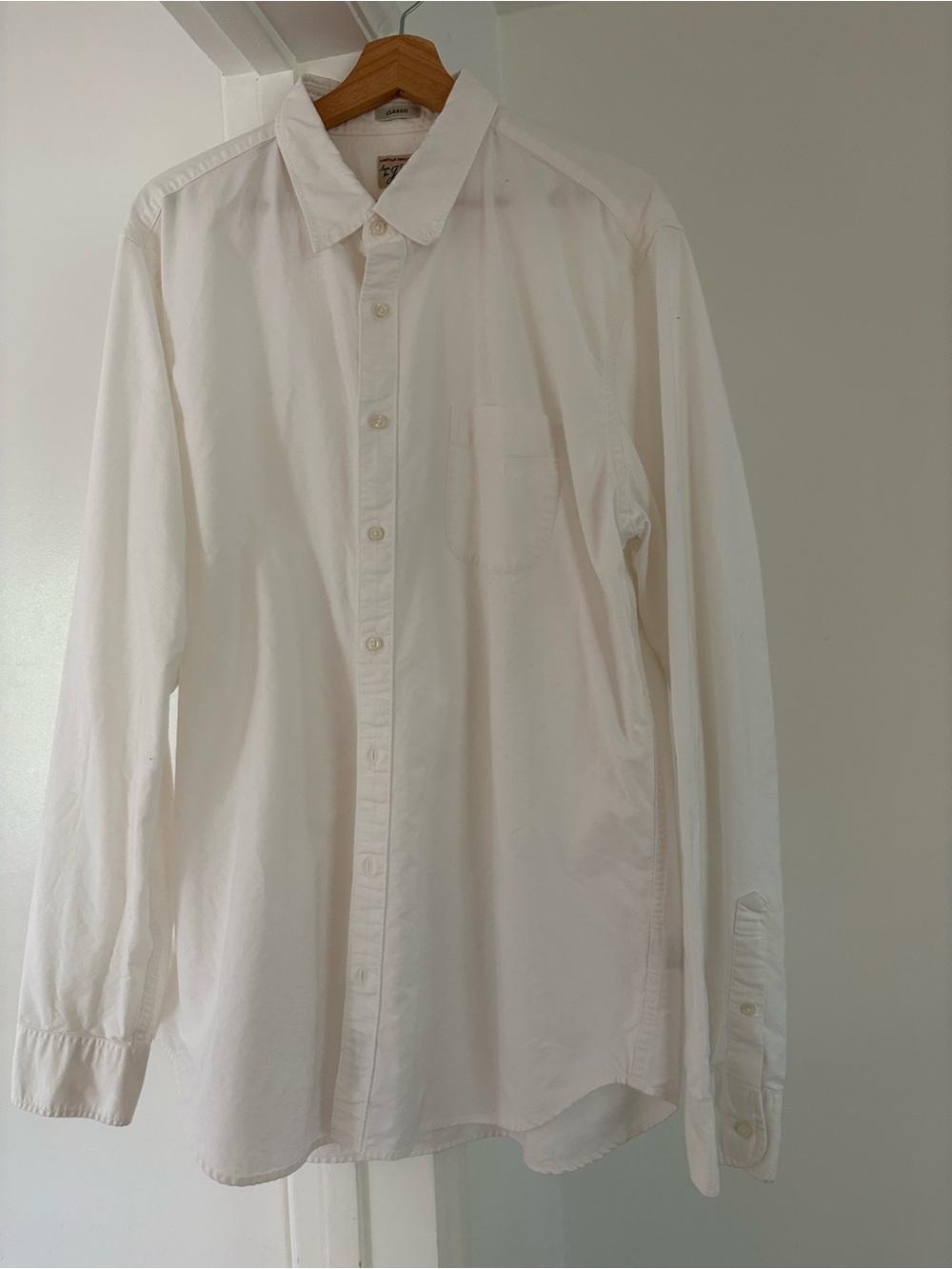 J. Crew Men's White Long-Sleeve Button-Down Shirt